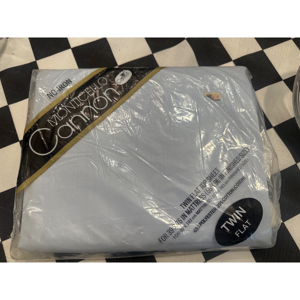 Vintage Monticello Cannon Twin Flat Sheet Light Blue No Iron Percale New Sealed